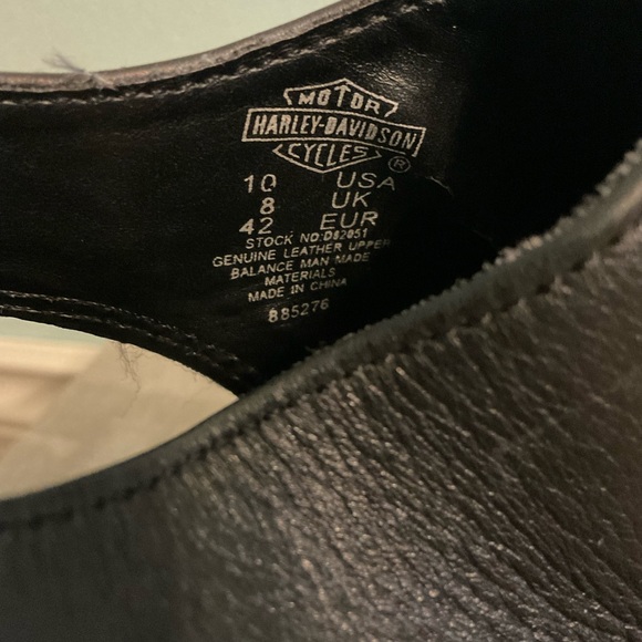 Harley-Davidson Women’s Black Leather Wedge Open Toe Heels Size 10 - Picture 13 of 16